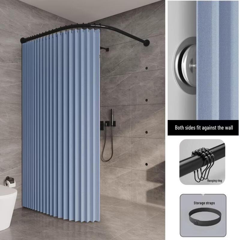 Handton Foldable Magnetic Arc Shower Curtain