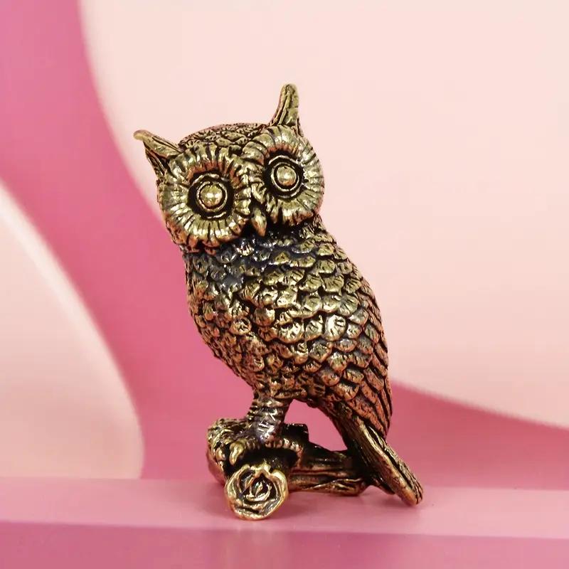 Винтажная статуэтка совы из цельной латуни, коллекционная, декор для дома и офиса, скульптура животного, сложная детализация, идеально подходит для демонстрации, декор совы