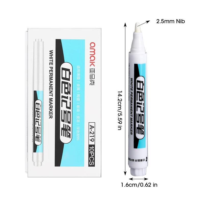White Marker Oily Fine Tip Courier Waterproof Non-Fading Advertising Greeting Card Tire Glass Highlighter Pen Can Not Be Erased