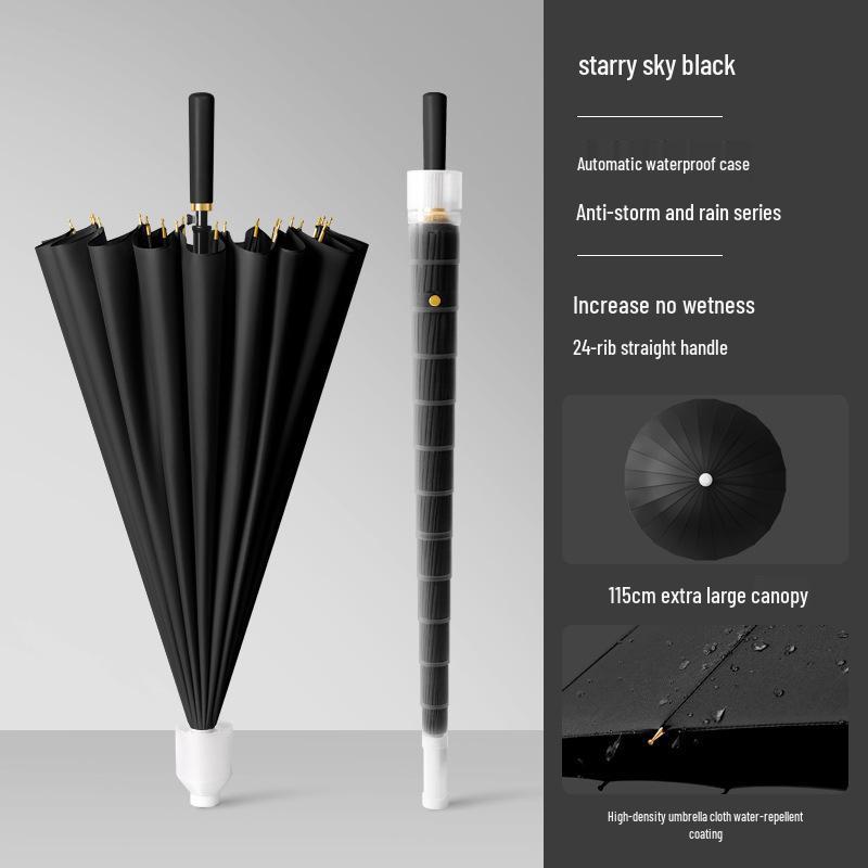 Women's High-End Automatic Long-Handled Umbrella with Straight Rod - Suitable for Rain or Shine and Men's Business Logo