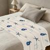 Thick Warm Flannel Blanket, Ocean Theme Cute Fish & Starfish Design, Soft Cozy Single Throw Blanket for Home/Guest Room, Christmas & Halloween
