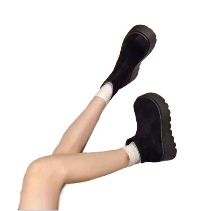 Evropské protiskluzové teplé sněhule dámské 2025 podzim a zima nové zvýšené 7CM silná podrážka módní všestranný temperament krátké boty