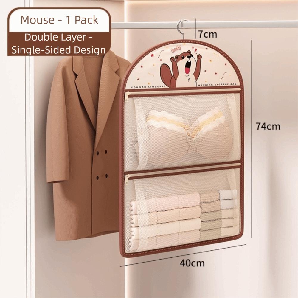 with Hanger Foldable Clothing Hanging Bag Large Capacity Net Bag Wardrobe Organizer