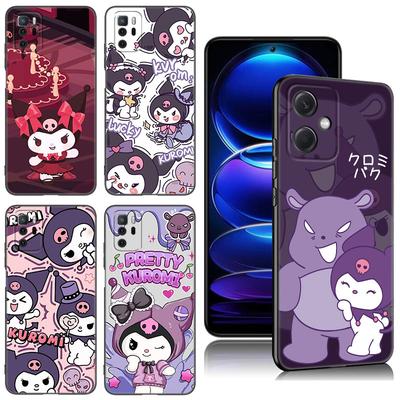 Bonita funda de silicona negra de Sanrio Kuromi para Xiaomi Redmi Note 10, 11, 11S, 12, 13, 4G, 8, 9, 11T Pro, 5G Plus, 8T, 9S, 10S y 12S.