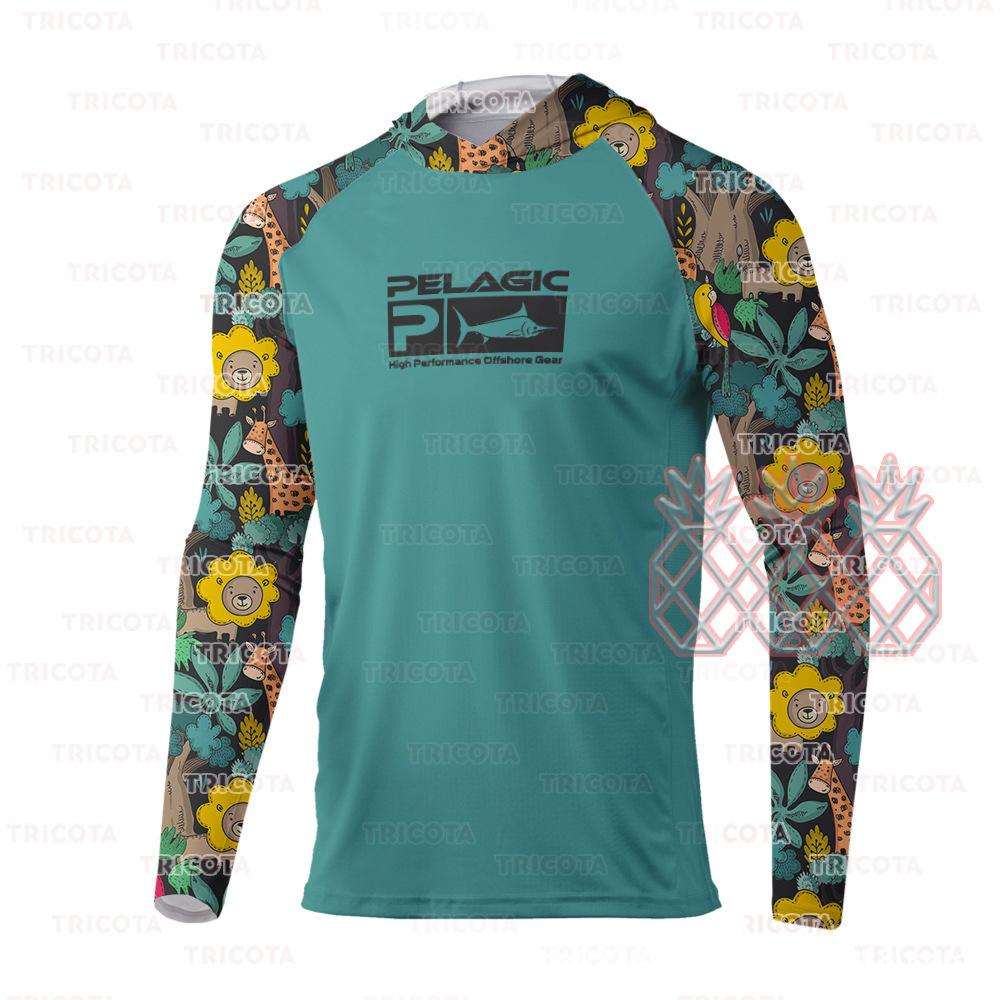 Cross-border Pelagic hooded fishing suit outdoor summer long-sleeved sunscreen T-shirt quick-drying breathable luya fishing suit XS