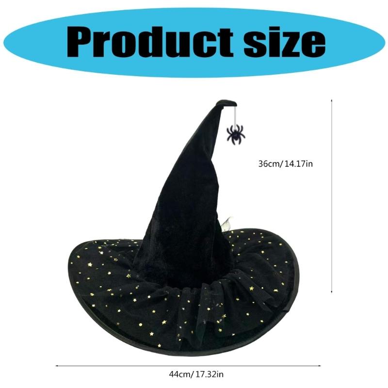Witch Hat 36cm High Pointed Wizard Hat Halloween Dress up Hat Witch Costume Accessories for Women Men Masquerade Cosplay