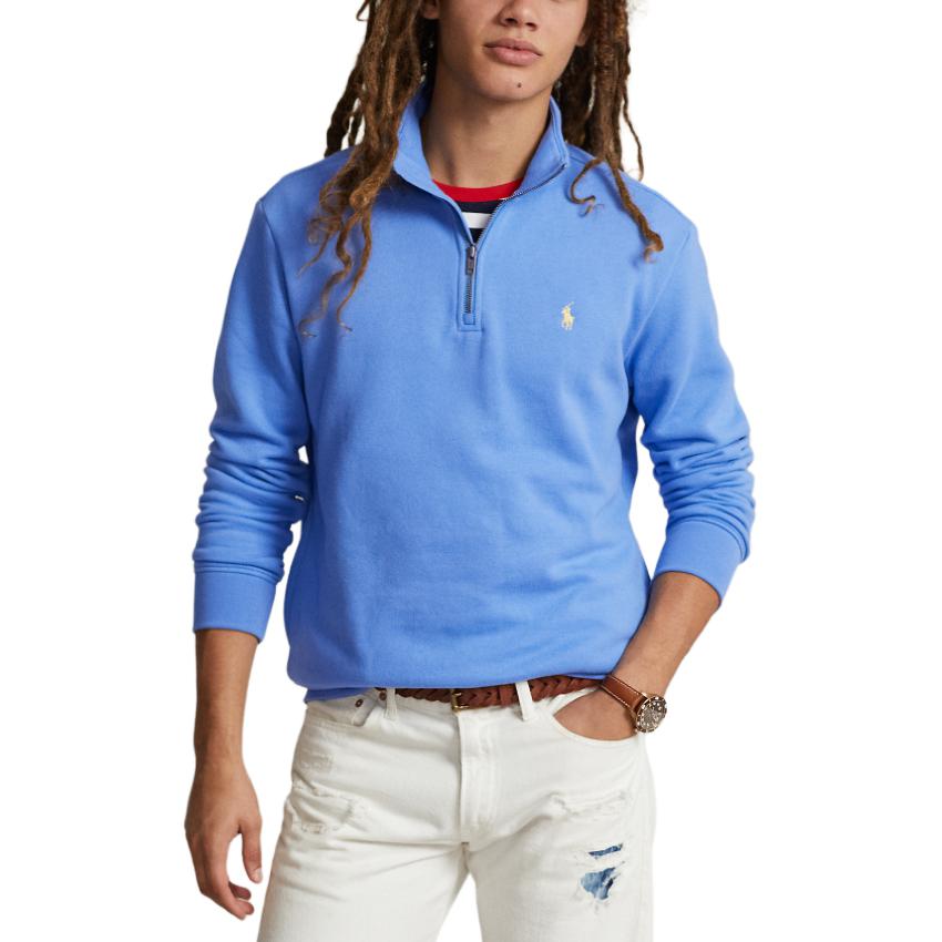 Polo Ralph Lauren Ss24 Solid Color Logo Embroidered Half-Zip Long Sleeve Sweatshirt Men sweatshirt Blue MNPOKNI16823475-400