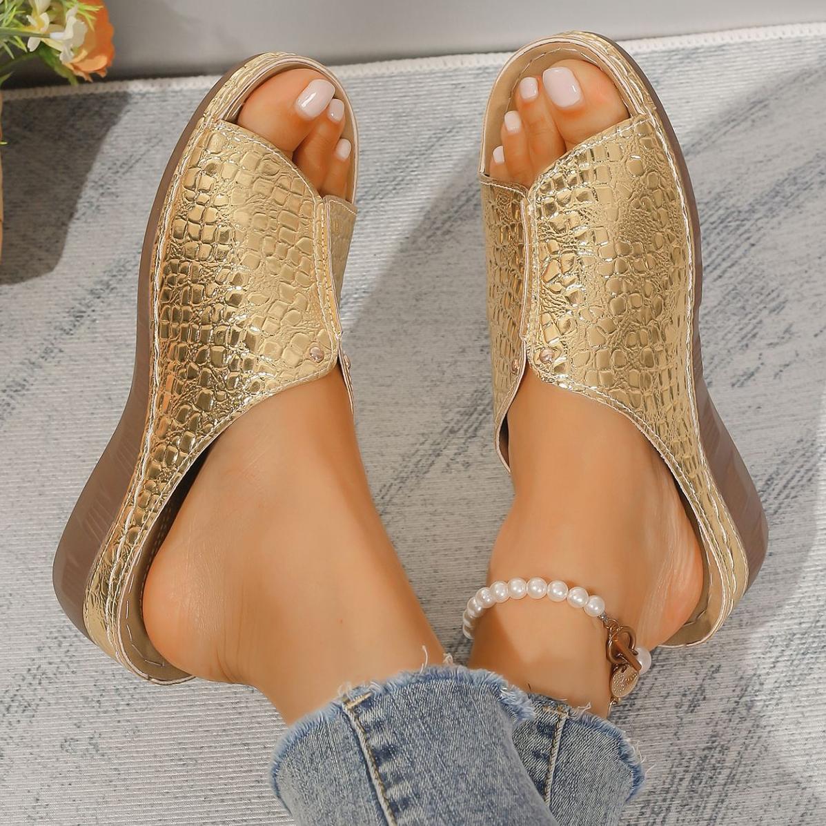 

Летние новые повседневные тапочки с толстой подошвой, с рисунком «рыбий рот», сшитые на машине женские тапочки из искусственной кожи с крокодиловым узором 36 чёрный