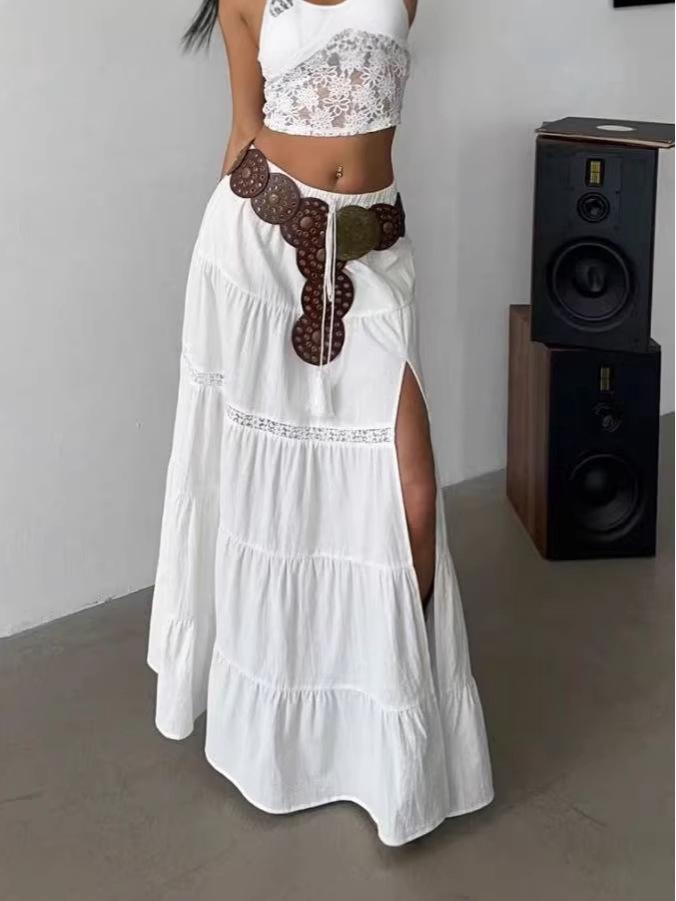 2026 Spring/Summer Women's Pleated Slit Soft Skirt