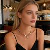 Collana Inossidabile Choker con Perline Donna Perline Colorate Ciondolo con Iniziale Perla
