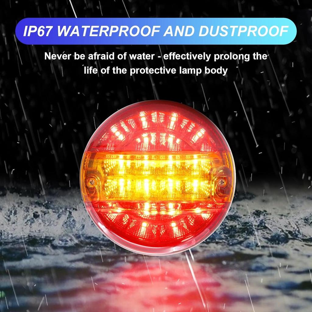 LED Truck Tail 12V 24V Round Tail Signal Brake Red and Yellow Light, Lamp, Light, Light,