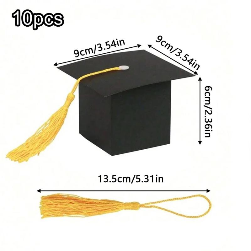 10Pcs Graduation Hat Candy Gift Box With Tassel Graduation Party Favors Decoration Graduation Cap Box