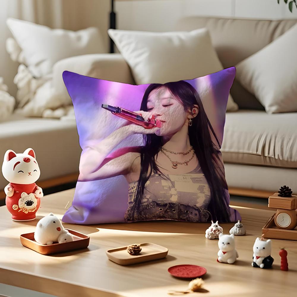YUQI Chinese Singer Cushion Cover Silky Short Plush Invisible Zipper Dustproof Sofa Pillow Case for Home Decor