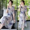 Elegant Chiffon Summer Dress for Middle-Aged and Elderly Women - Fashionable Plus-Size Casual Wear