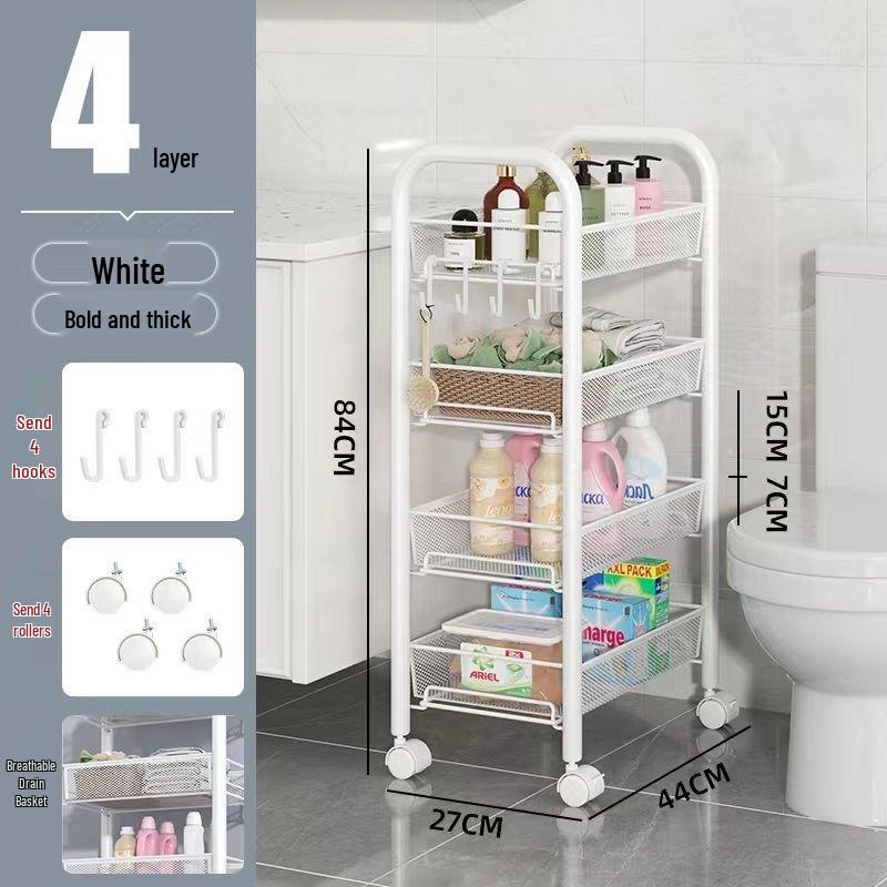 Compact Multi-layer Trolley Storage Rack for Kitchen, Bedroom, and Bathroom