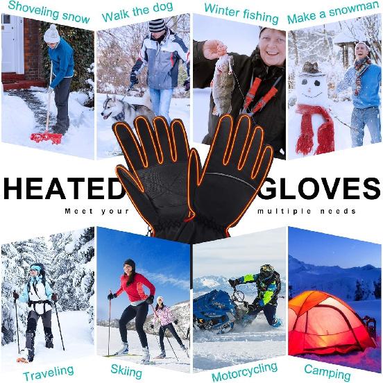 MMlove Heated Gloves for Men Women, Touchscreen Electric Gloves Winter Warm Heating Gloves Waterproof Hand Warmer Gloves Outdoor Indoor Hand Warmer