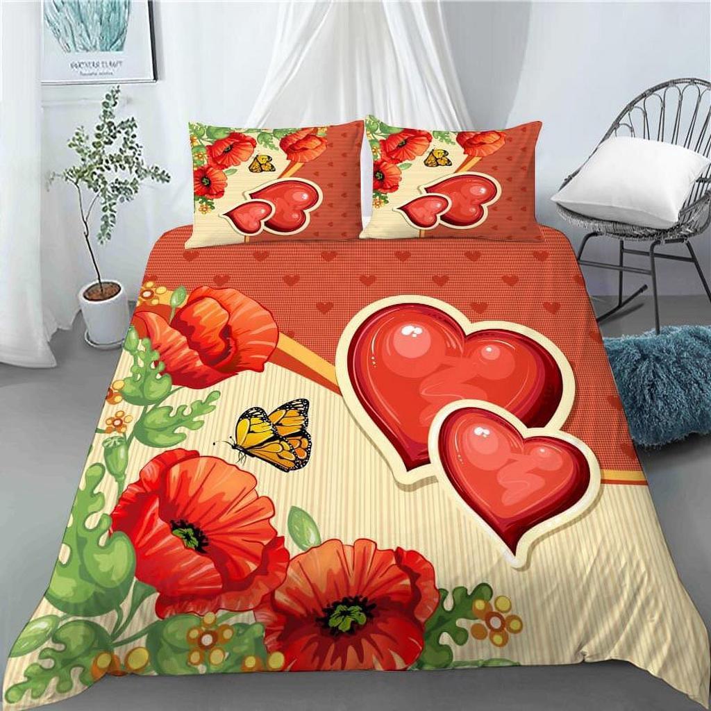 Soft Duvet Cover Set Pink Flower Printed Bedspreads Home High End Bedrom Decor Beding Cover Suit,quen Sized Dimensions Suitable Children Kids