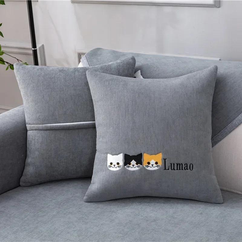 Cats Prints Sofa Cushion Mat  Anti-slip Washable Solid Color Sofa Slipcovers for Living Room All Inclusive Couch Towel Protector