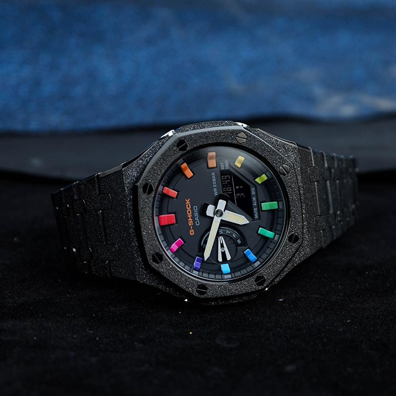 Casio Unisex Liquid Crystal,Analog Dual Display Series 48.5mm Black Watch GA-2100SU-1A(Watch8--)