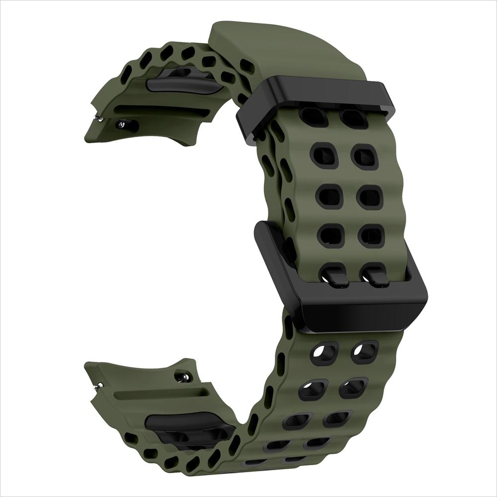 Inga Mellanrum Tvåfärgad Marin Sport Silikonrem För Samsung Galaxy Watch 7 FE 6 5 Pro 4 44mm 40mm Klocka och Armbandsrem