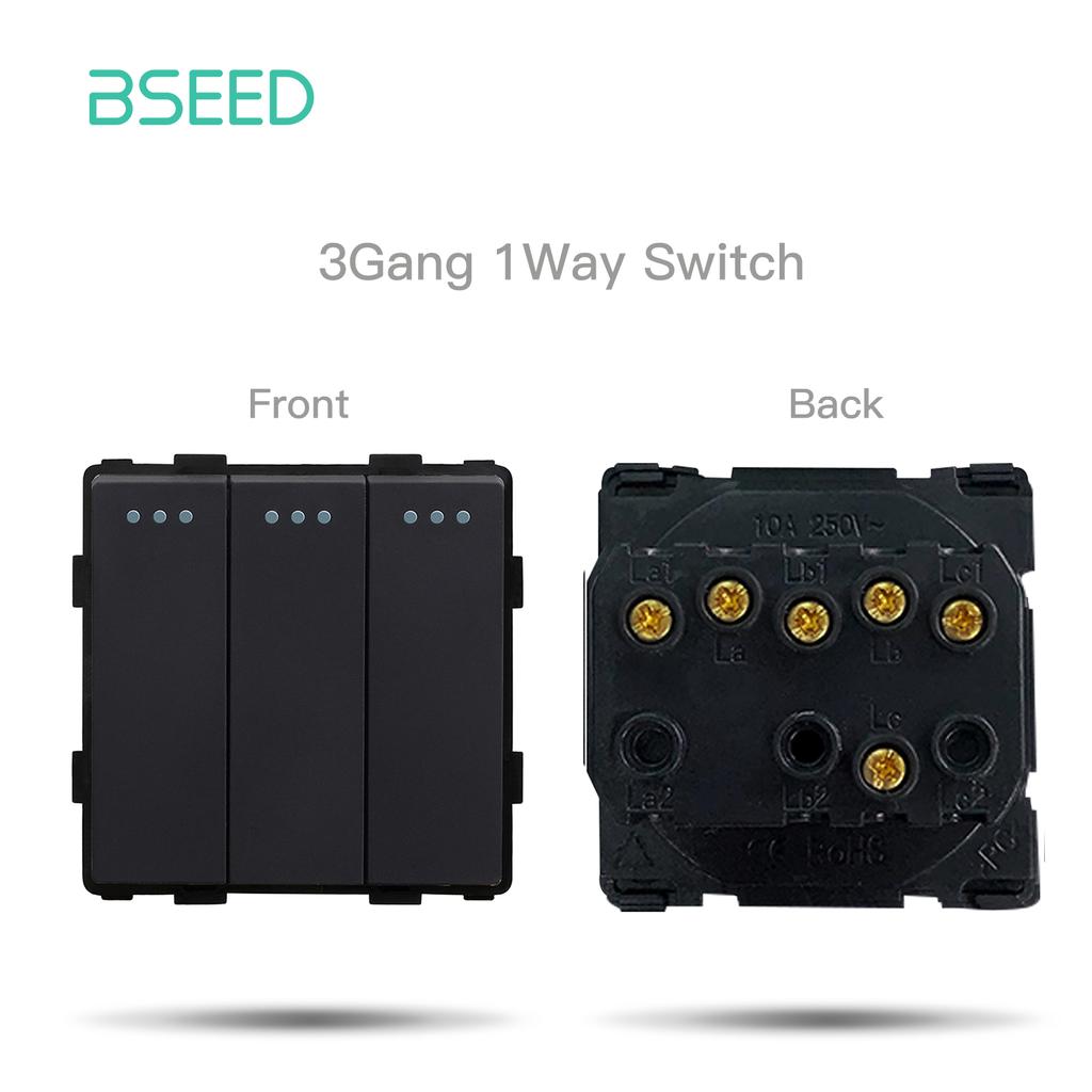 BSEED Glass Socket Frames 1/2/3Gang Mechanical Button Switches French Socket TV ST RJ45 CAT5 Type-c USB Sockets DIY Insert Parts