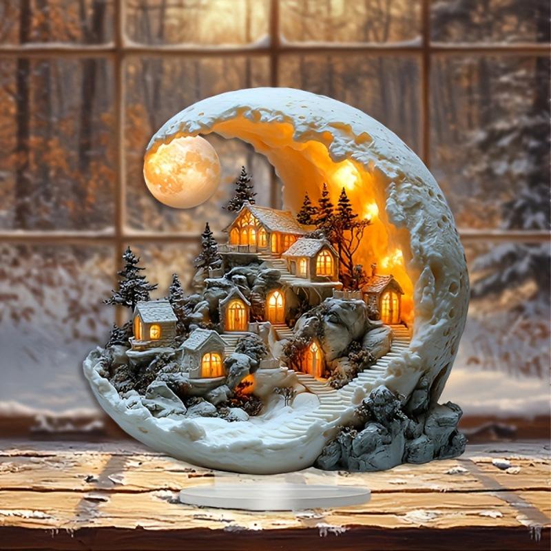 Dwuwymiarowy Akrylowy Ornament Religijny w Kształcie Półksiężyca do Dekoracji Domu