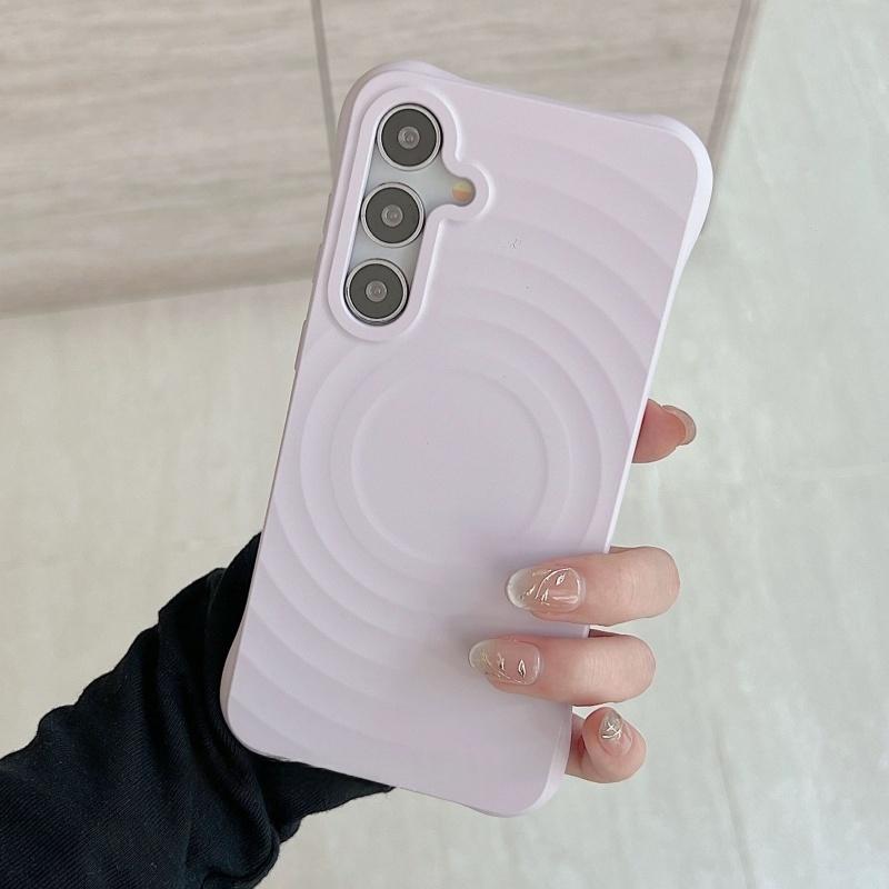 Luxury Water Ripple Liquid Silicone For MagSafe Wireless Charge Case For Samsung S25 S24 S23 Ultra Plus FE Soft Shockproof Cover