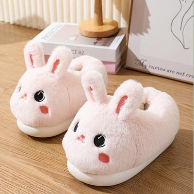 Cartoon Design Feel Cotton Slippers 2024 Winter New Outwear Flat Bottom Plush Thermal Casual Women's Shoes Platform Slippers