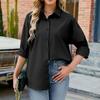 Women's Fashion Solid Color Loose Casual Single-Breasted Long Sleeve Shirt