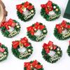 Mini Christmas Wreath Decoration with Bells and Ribbon Holiday Ornaments for Tree Gift Home Decor Merry Christmas Accessory