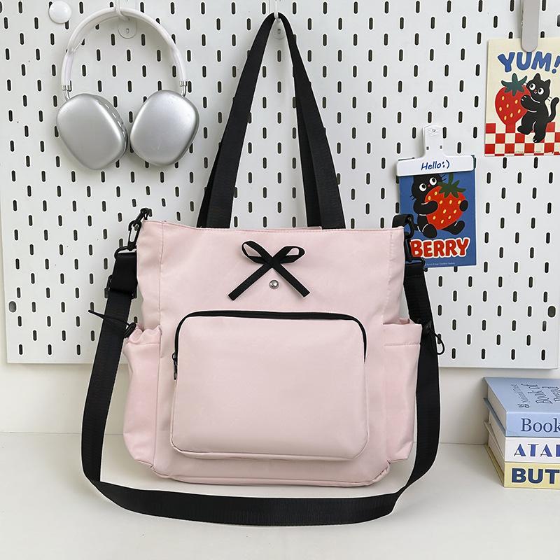 Schoolbag Ballet Style Bow Backpack Korean Version Niche Versatile Shoulder Bag Student Backpack Japanese Simple Solid Color Schoolbag