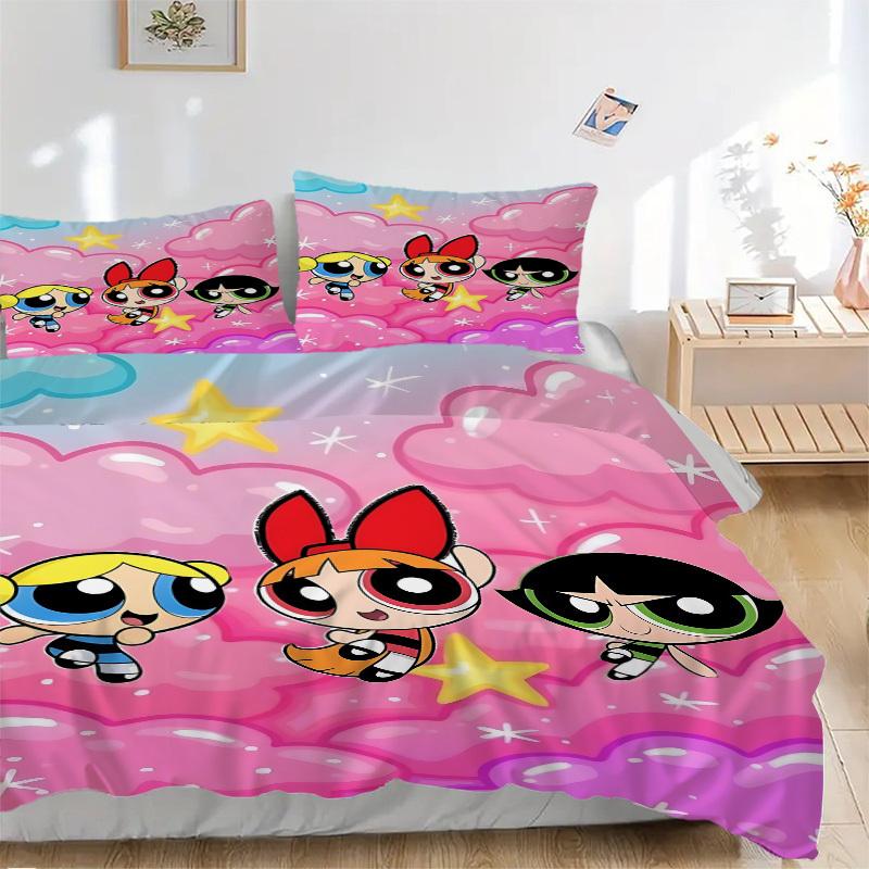 

3pcs Powerpuff Girls Bedding Set: Perfect for Bedroom or Guest Room. Soft and Comfortable with No Core Included yy251031031 135x200cm