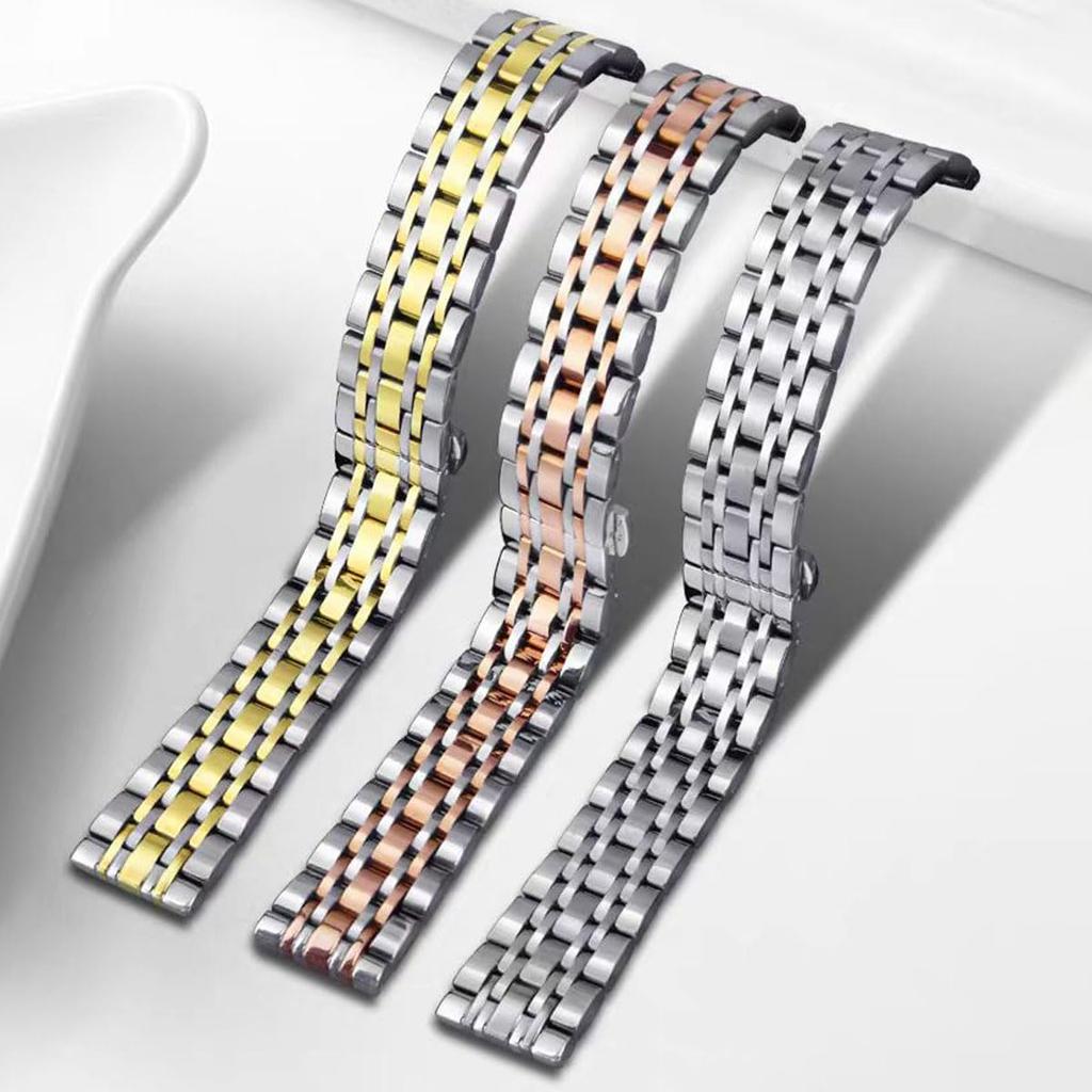 HEYOZURY Edelstahl-Uhrenarmband, Metallarmband, 12mm, 14mm, 16mm, 18mm, 19mm, 20mm, 21mm, 22mm, Gebogene und Vertikale Schnittstelle, Solide Stahluhr