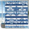 Modern Blue Stripes Sailing Style Shower Curtain, Bathroom Decorative Shower Curtain, Printed Fabric Shower Curtain With Hooks