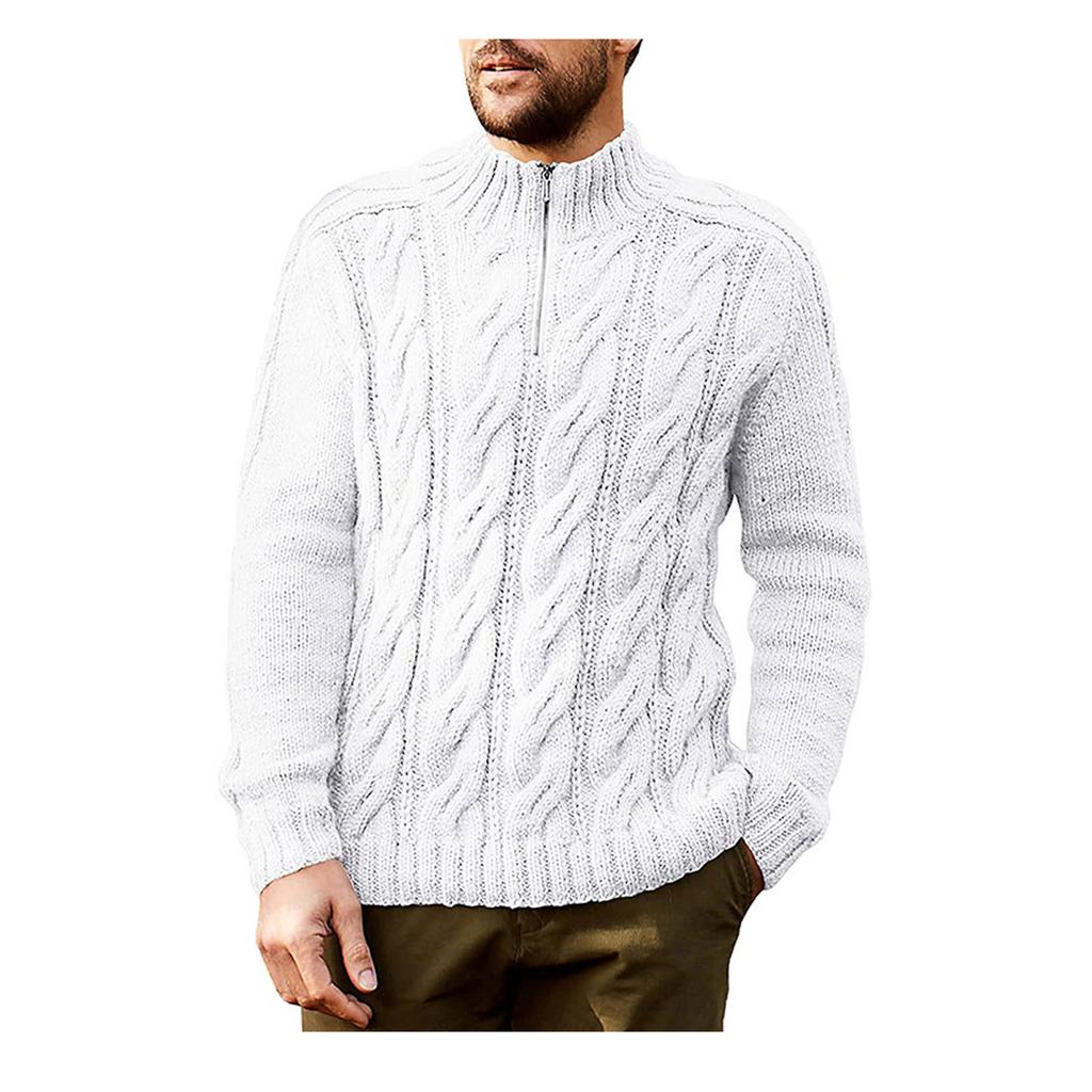 Men's Winter Turtleneck Long Sleeve Pullover Sweater Mock Neck Zipper Tops Sweater
