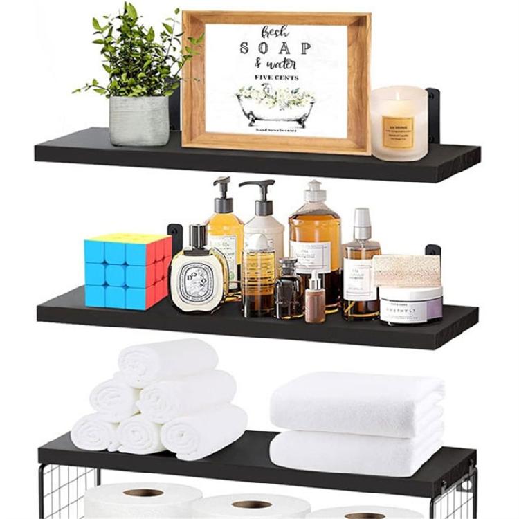 Stylish Bathroom Storage Shelf Wood Floating Storage Solution Portable Wall Mounted Over Toilet for Daily Use
