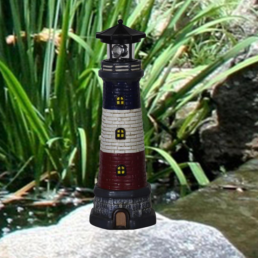 Ogród Solarny Latarnia Morska Statua Lampa Stopniowo Obracające się Światło Ornament Trawnikowy Wysokość 37,5 cm do Kwiatów