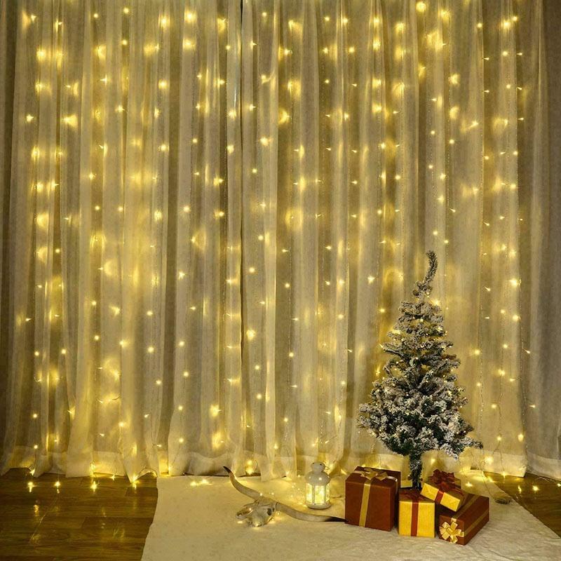 Magical 300 Led Curtain Fairy Hanging String Lights With 8 Glorious Lighting Modes