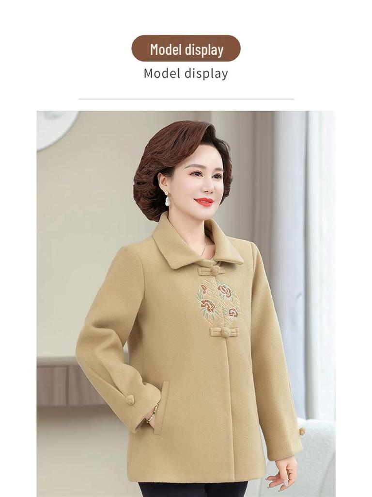 Mom's New Woolen Coat for Middle-Aged Women: Stylish Chinese Autumn/Winter Fashion
