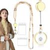 Retractable ID Badge Holder Lanyard Natural Wood Bead Bead Teacher Lanyard  School Use