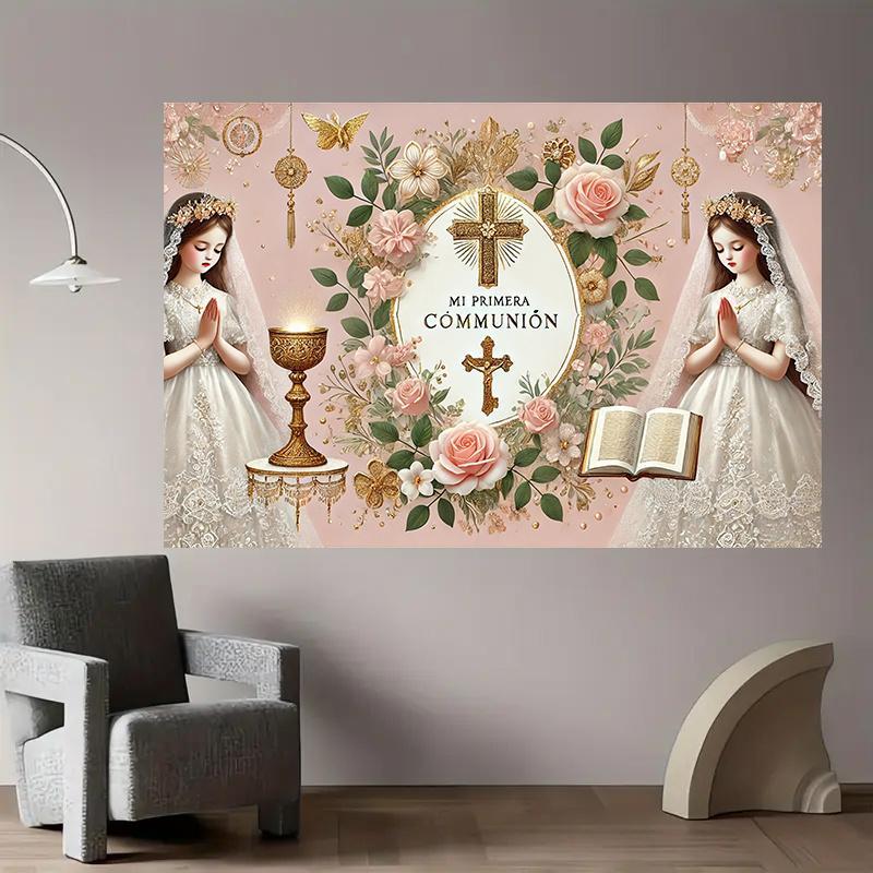 1 First Communion Background Banner Suitable for Parties and Holiday Gifts Religious gatheringsL