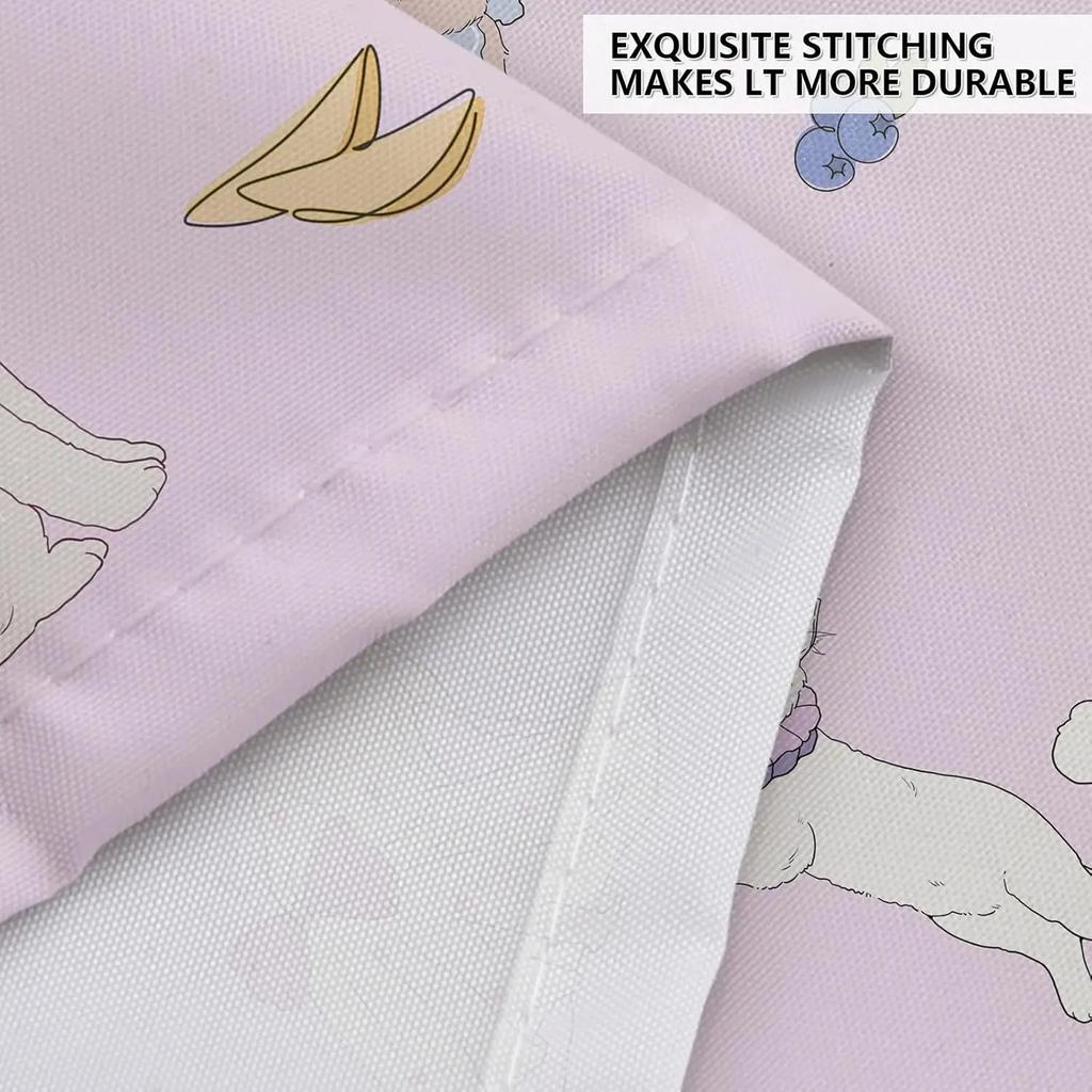 GAECute Zasłona Prysznicowa z Kotem do Dekoracji Łazienki, Wiosenna Różowa Zabawna Zwierzę Kicia Zwierzę Domowe Motyw Owocowy Zestaw Zasłony Łazienkowej, Wodoodporna F