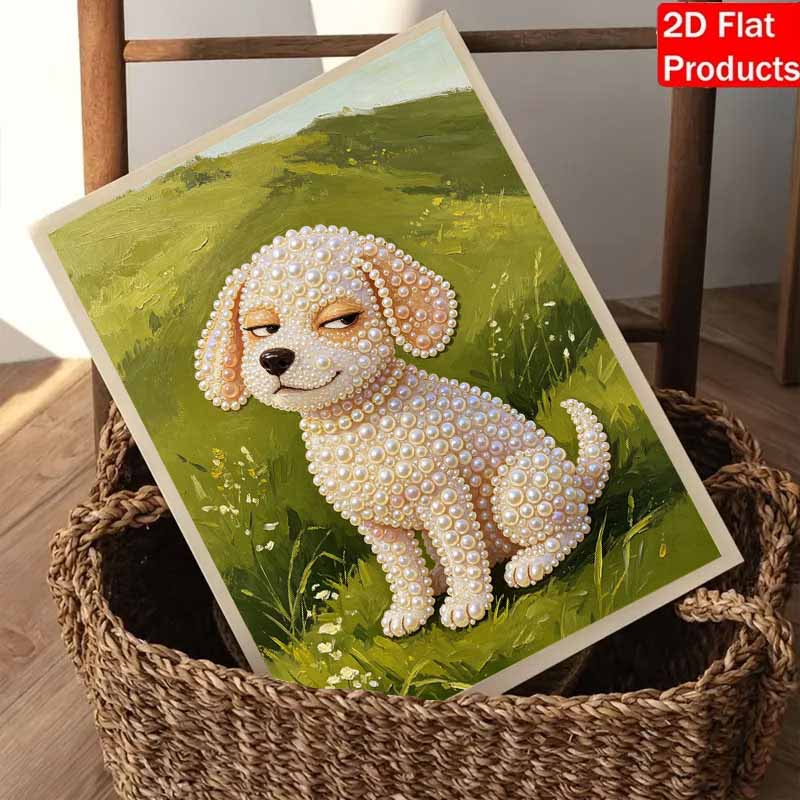 Schönes gerahmtes Perlenmalerei-Set Niedliches Hunde-Welpen-Design DIY 3D-Perlenkunst-Leinwand Kreative Wanddekoration Perfektes einzigartiges Geschenk für Erwachsene