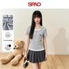 SPAO Women's Contrast Faux Two-Piece Short Sleeve T-Shirt