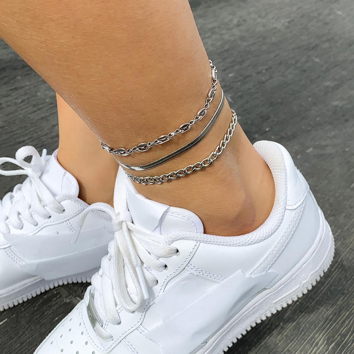 

Панк-металлическая цепочка из змеиной кости, браслет для женщин, индивидуальный браслет, набор серебряный