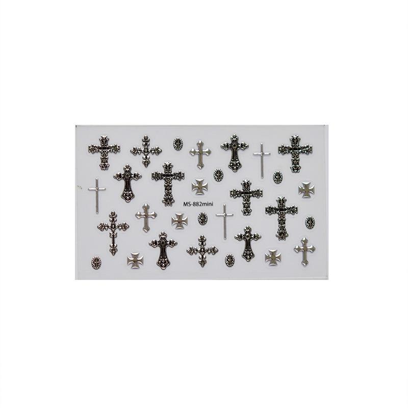 Tomoni & Moshi Metal Nail Art Stickers - DIY Dark Retro Cross Ornaments