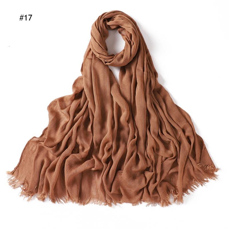% Rayon Pleated Solid Color Human Cotton Two-end Beard Bag Headscarf Female, New Breathable Soft Scarf