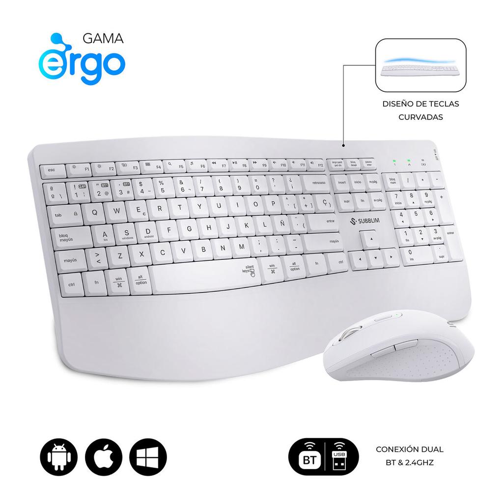 Keyboard and Mouse Subblim SUBKBC-DCOPW1 White Spanish Spanish Qwerty QWERTY