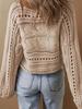 Autumn Solid Color Hollow Knit Sweater - Women's European American Short Style, Fashionable & Trendy