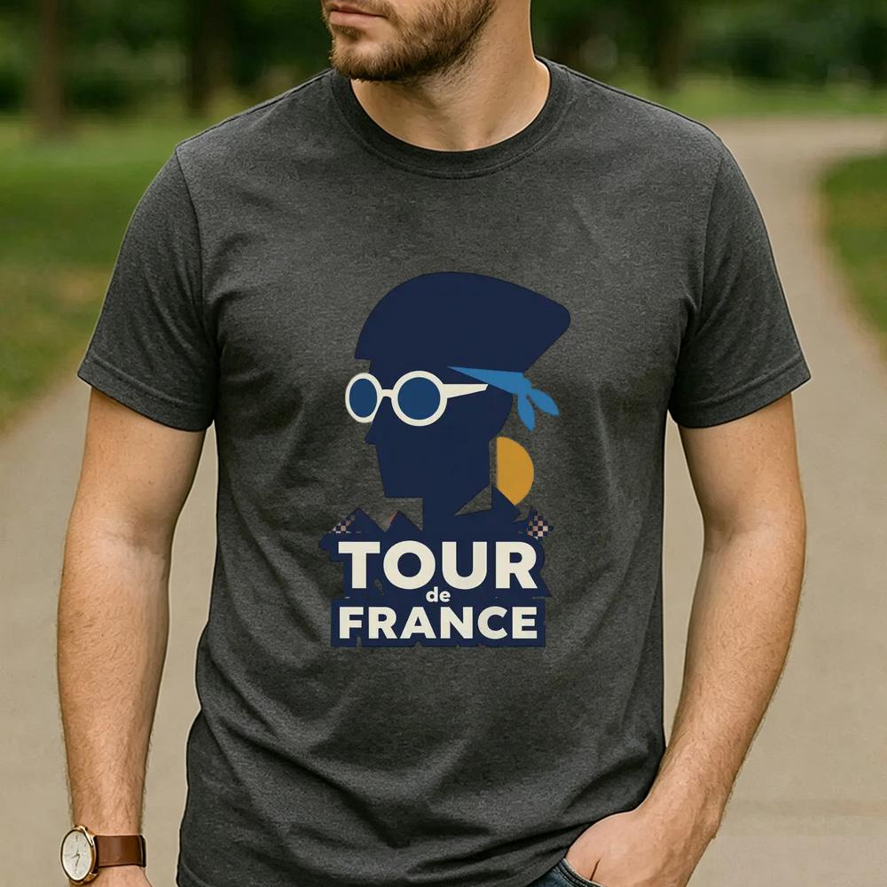Pro Cycling Fan Cotton T Shirt Short Sleeve Tour De France Retro Beret Sunglasses Rider Graphic Unisex Road Race Sports Tee